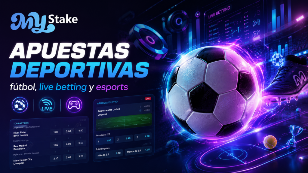 Apuestas deportivas de MyStake con fútbol, live betting, cuotas y esports