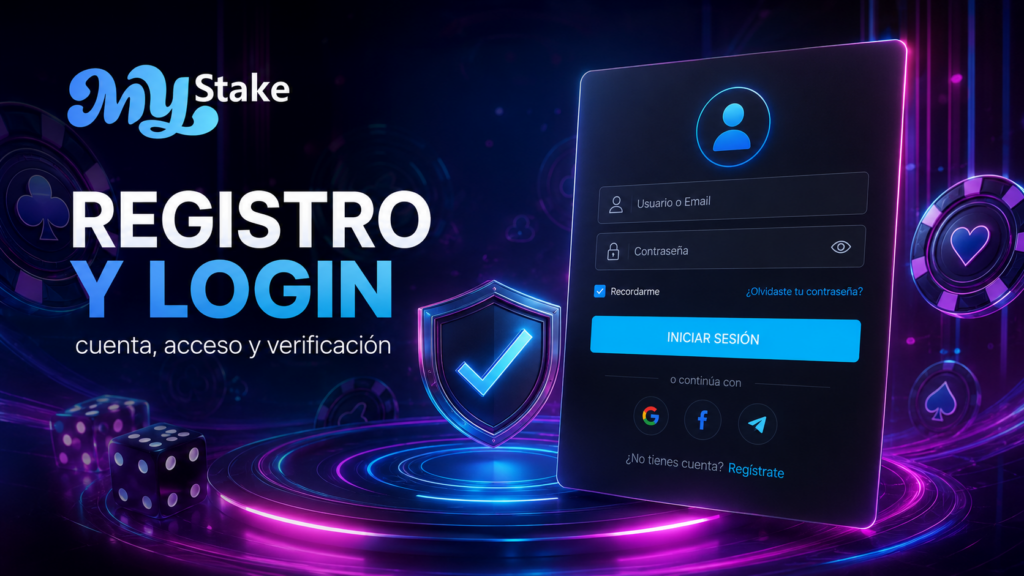Formulario de registro, inicio de sesión y verificación de cuenta en MyStake