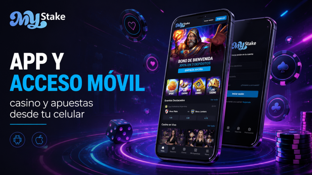 Acceso móvil a MyStake con casino online y apuestas deportivas desde el celular