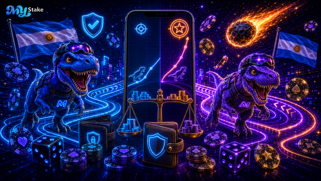 Teléfono dividido en dos apuestas Dino con rutas de riesgo bajo y alto