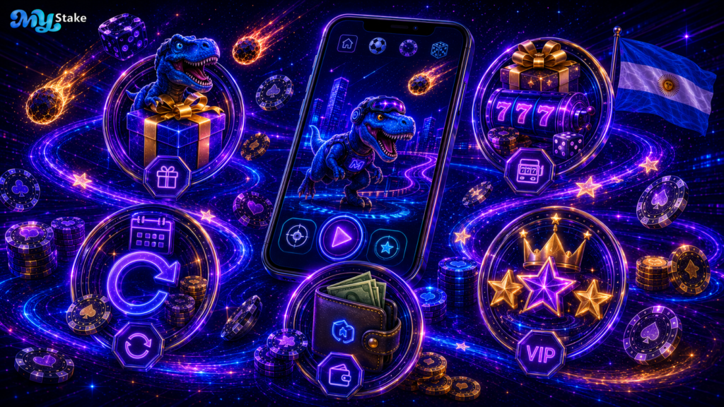 Teléfono con modo de práctica de Dino, estadísticas, botón de juego y fichas virtuales