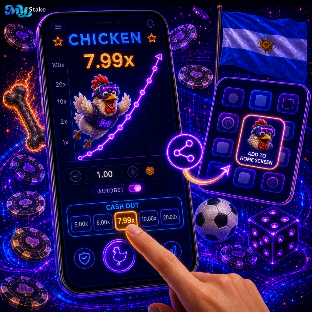 iPhone con Chicken y proceso visual para añadir el acceso directo a la pantalla de inicio