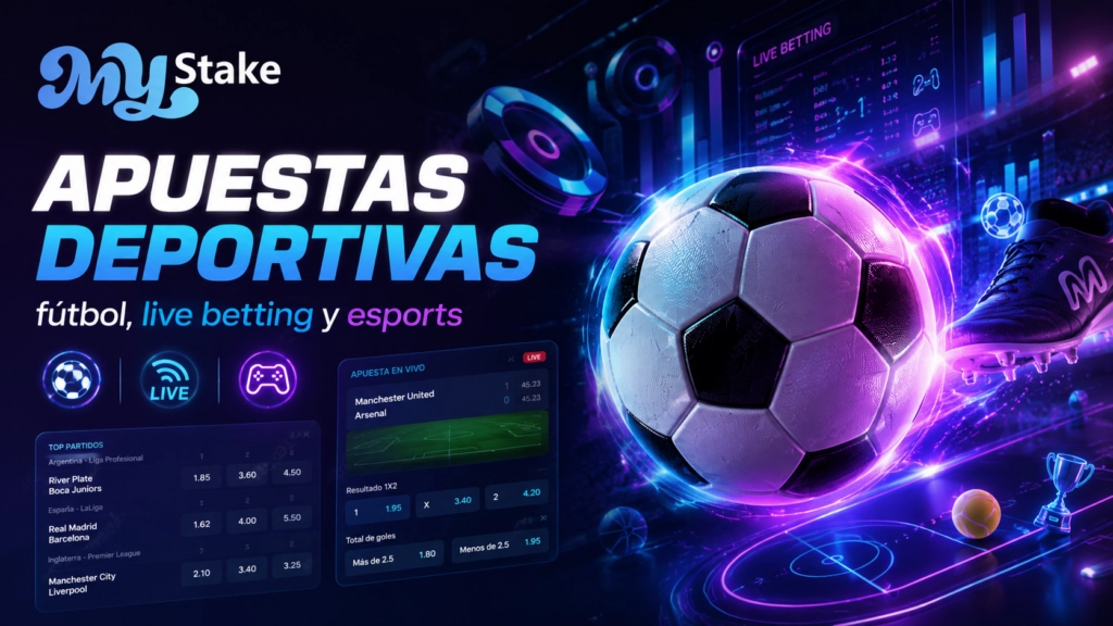 Apuestas deportivas de MyStake con fútbol, live betting, cuotas y esports